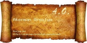 Akerman Orsolya névjegykártya